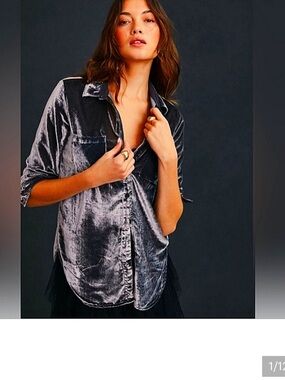The Hadley Relaxed Buttondown Shirt by Pilcro Anthropologie Velvet Edition Large